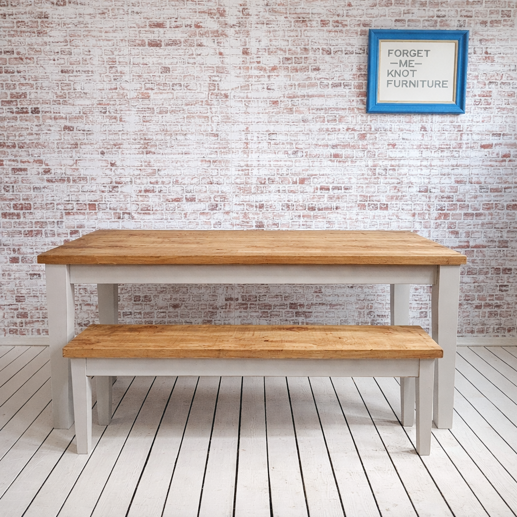 Shaker Farmhouse Dining Table Reclaimed Style Pine Kitchen Tapered Leg - Any Size, Any Colour!