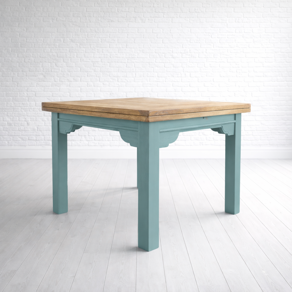 Square Leg Rustic Extending Farmhouse Dining Table Painted Finish