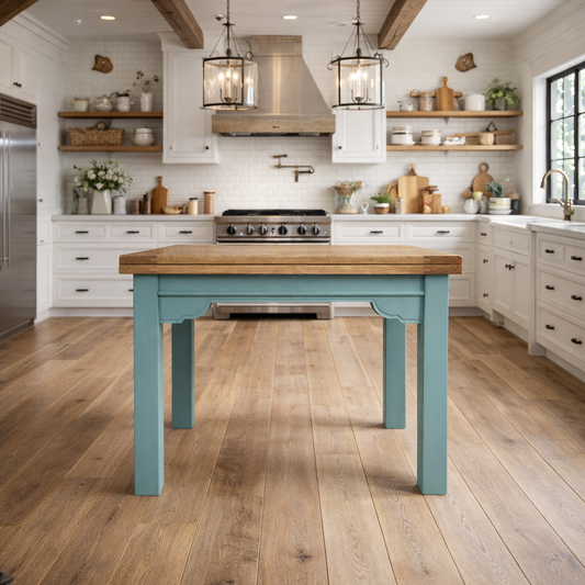 Square Leg Rustic Extending Farmhouse Dining Table Painted Finish