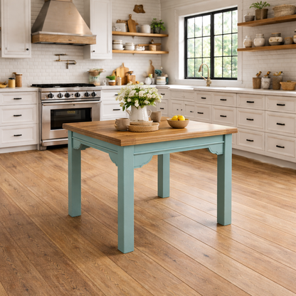 Square Leg Rustic Extending Farmhouse Dining Table Painted Finish