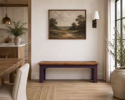 Extendable Traditional Farmhouse Dining Table and Bench Set with Square Legs