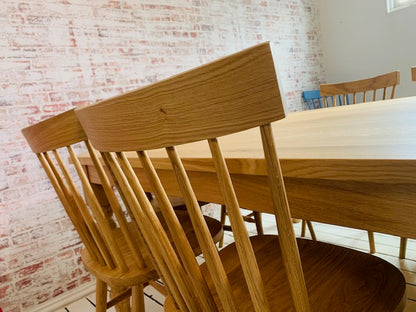 Large Square Oak Dining Set with Benches and Chairs