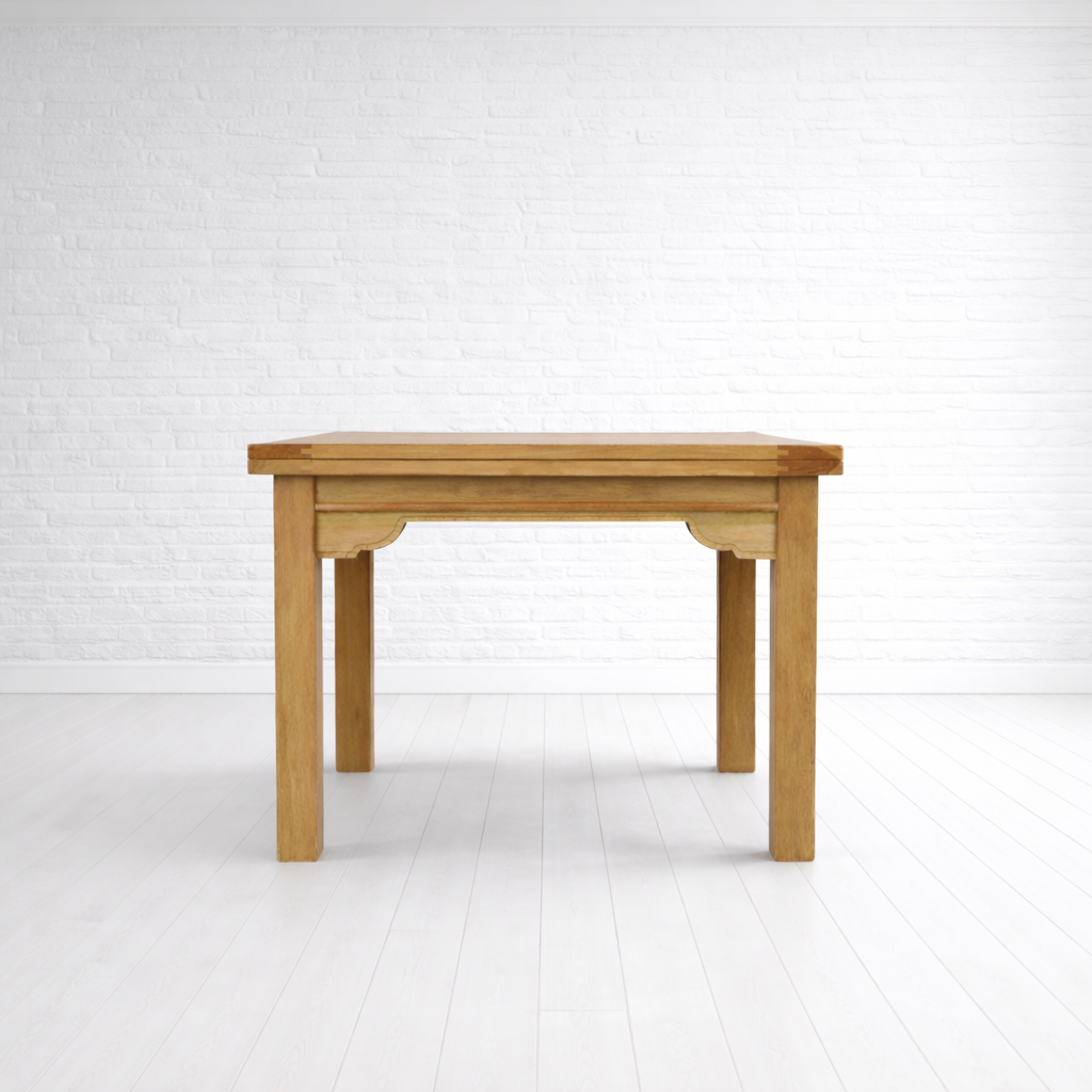 Natural Wood Modern Rustic Extending Farmhouse Dining Table to Seat Eight People - Contemporary Square Leg