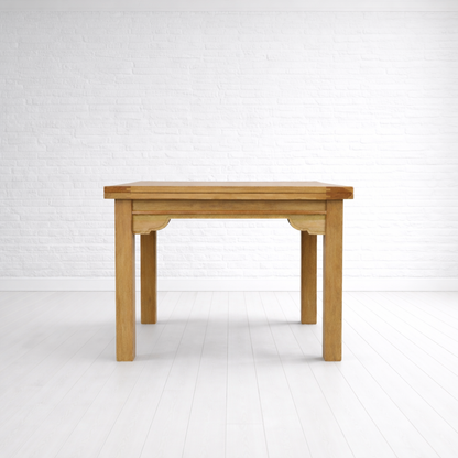Natural Wood Modern Rustic Extending Farmhouse Dining Table to Seat Eight People - Contemporary Square Leg