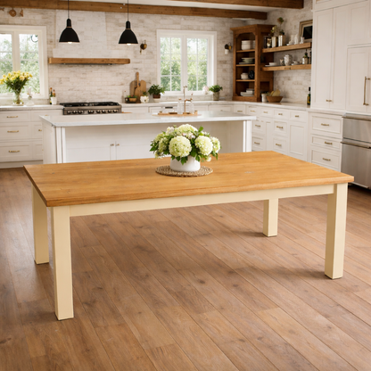 Oak Square Leg Natural Wood Finish Dining Table Painted Finish