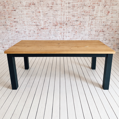 Oak Square Leg Natural Wood Finish Dining Table Painted Finish