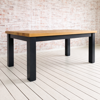 Oak Square Leg Natural Wood Finish Dining Table Painted Finish