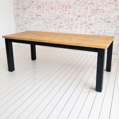 Oak Square Leg Natural Wood Finish Dining Table Painted Finish