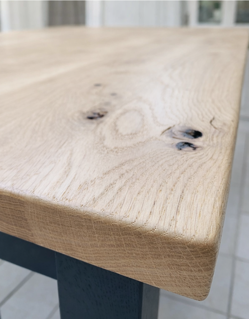 Oak Square Leg Natural Wood Finish Dining Table Painted Finish