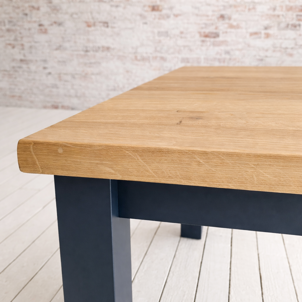 Oak Square Leg Natural Wood Finish Dining Table Painted Finish