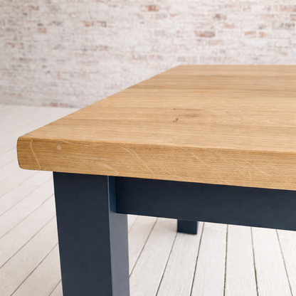 Oak Square Leg Natural Wood Finish Dining Table Painted Finish