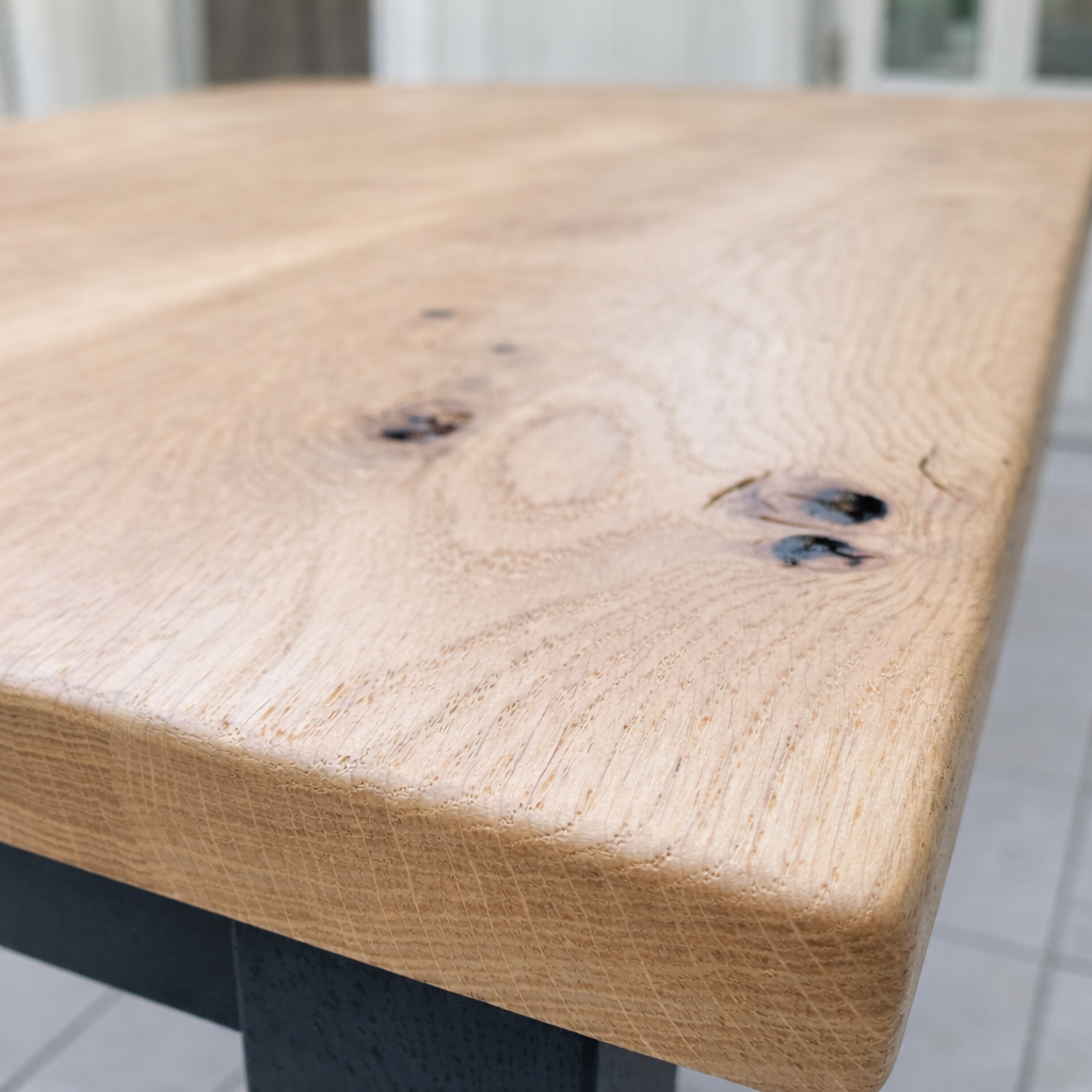 Oak Square Leg Natural Wood Finish Dining Table Painted Finish