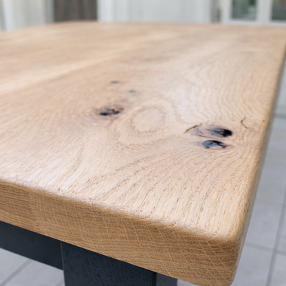 Oak Square Leg Natural Wood Finish Dining Table Painted Finish