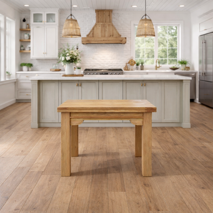 Natural Wood Modern Rustic Extending Farmhouse Dining Table to Seat Eight People - Contemporary Square Leg