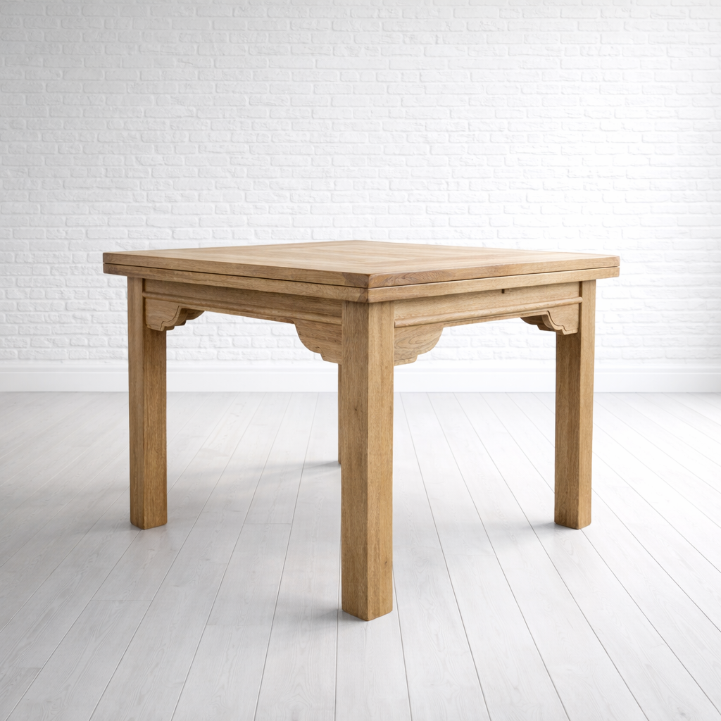 Natural Wood Modern Rustic Extending Farmhouse Dining Table to Seat Eight People - Contemporary Square Leg