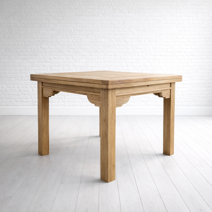 Natural Wood Modern Rustic Extending Farmhouse Dining Table to Seat Eight People - Contemporary Square Leg