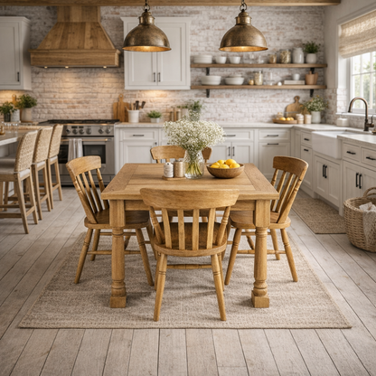 All Wood Extending Rustic Farmhouse Dining Table Set - Drop Leaf - Folding, Ergonomic, Space Saving, Extendable