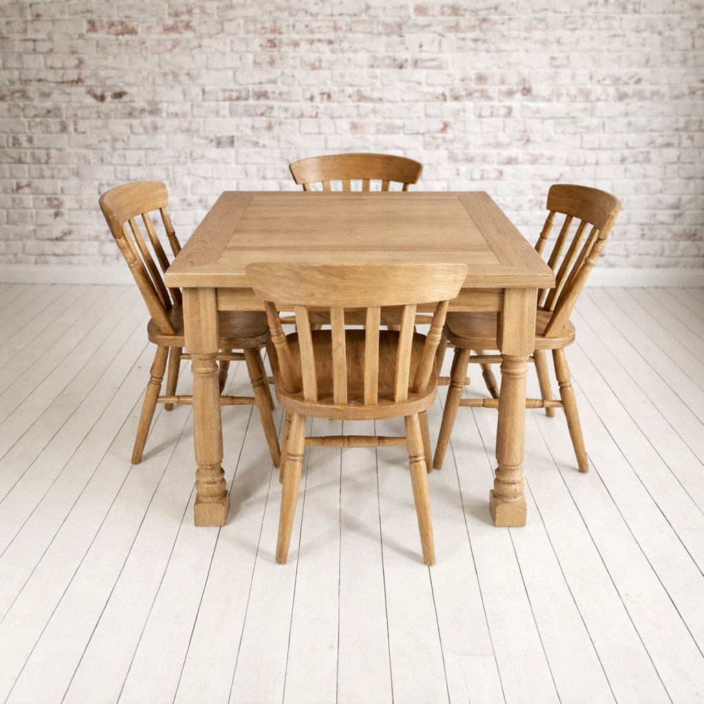 All Wood Extending Rustic Farmhouse Dining Table Set - Drop Leaf - Folding, Ergonomic, Space Saving, Extendable