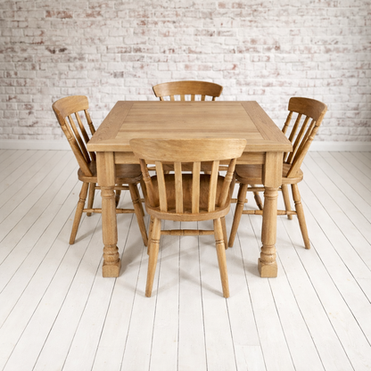 All Wood Extending Rustic Farmhouse Dining Table Set - Drop Leaf - Folding, Ergonomic, Space Saving, Extendable
