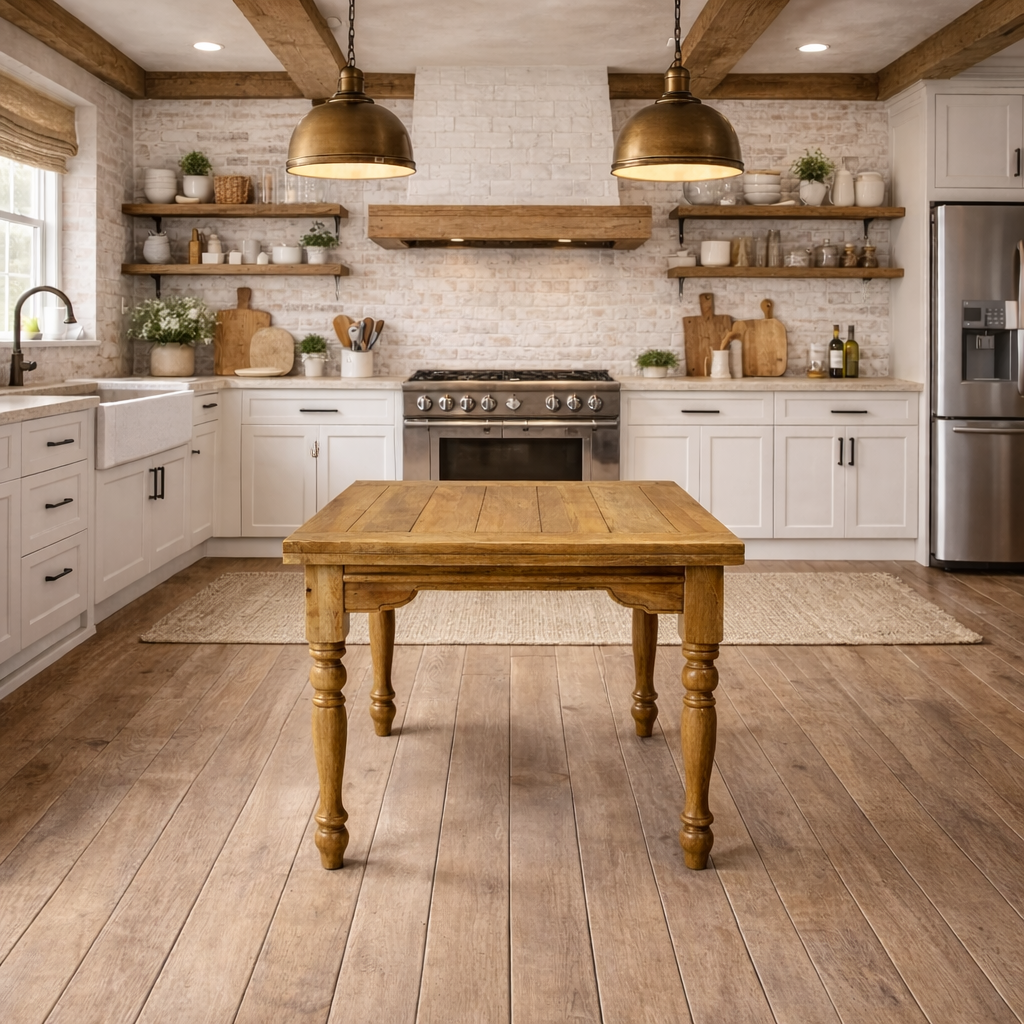 Natural Wood Extending Rustic Farmhouse Traditional Turned Leg Dining Kitchen Table Solid Hardwood