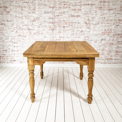 Natural Wood Extending Rustic Farmhouse Traditional Turned Leg Dining Kitchen Table Solid Hardwood