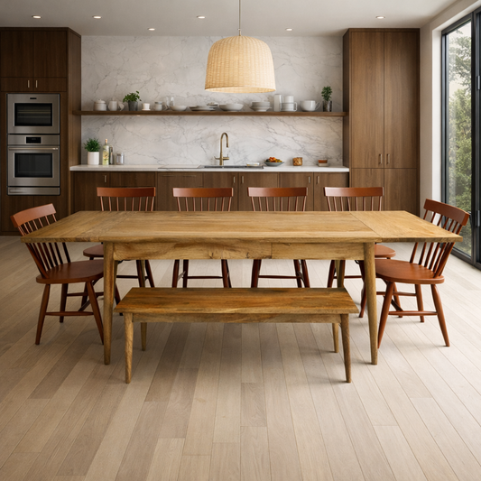 Mid-Century Extending Dining Table with Painted Nordic Chairs
