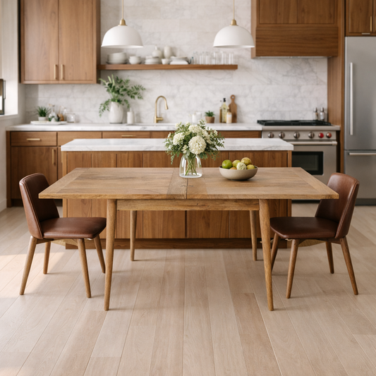 Extendable Mid-Century Rustic Modern Folding Dining Table