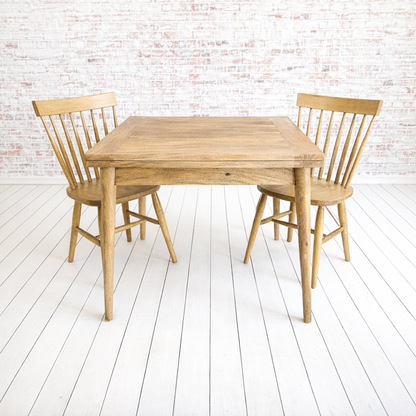 Natural Wood Extendable Rustic Modern Mid-Century Folding Dining Table and Nordic Chairs