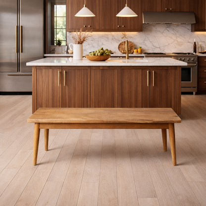 Mid-Century Modern Living Hardwood Dining Bench