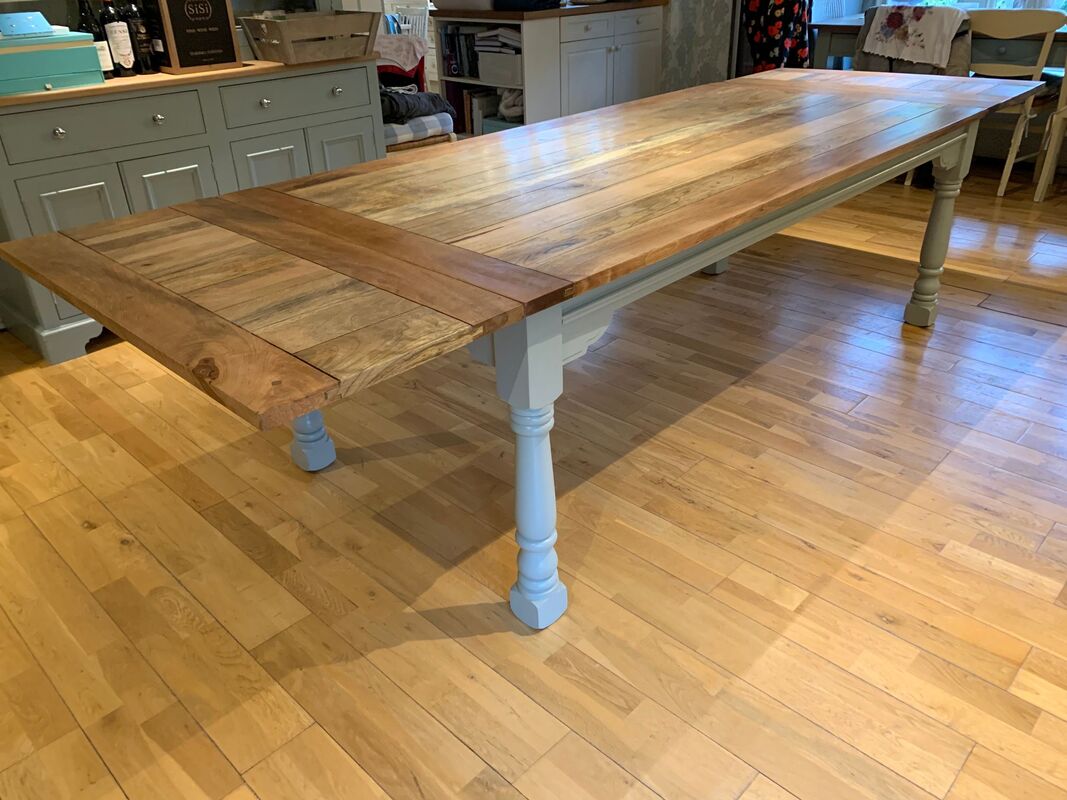 Large Extendable Dining Table Rustic Wood Farmhouse Kitchen