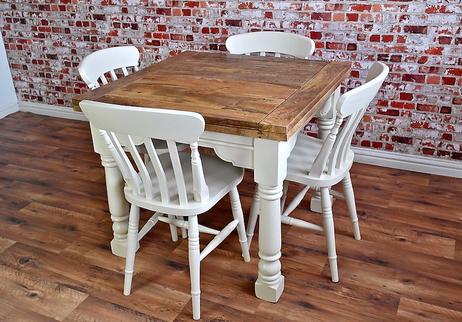 Extending Rustic Farmhouse Dining Table, Small Farmhouse Dining Table Set With Bench
