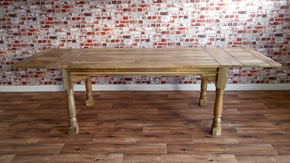 Large Extendable Dining Table Rustic, Wood Farmhouse Table